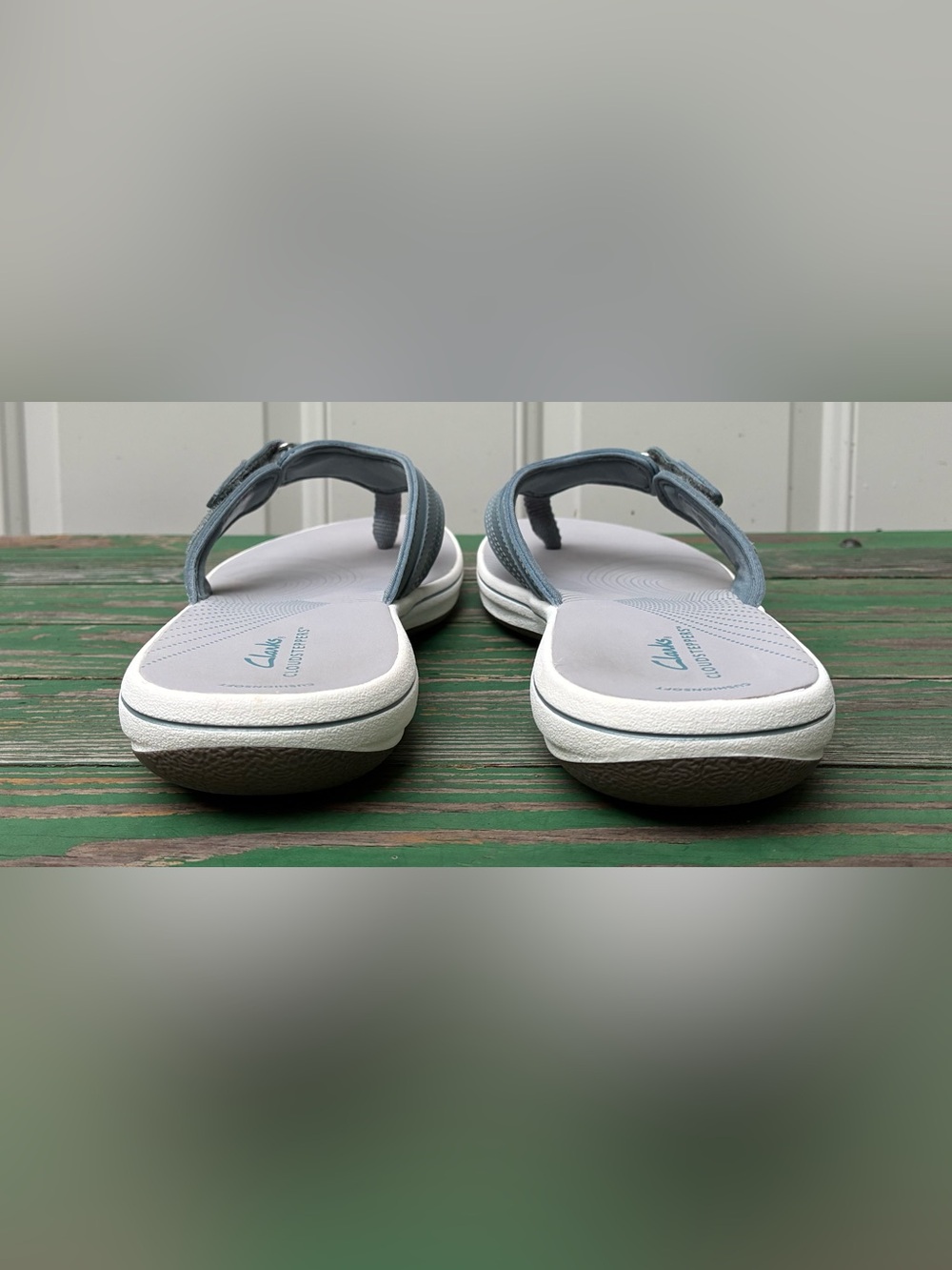 Clarks Cloudsteppers Womens Sz 10 Breeze Sea Blue Gray Flip Flop Sandals - Picture 9 of 15